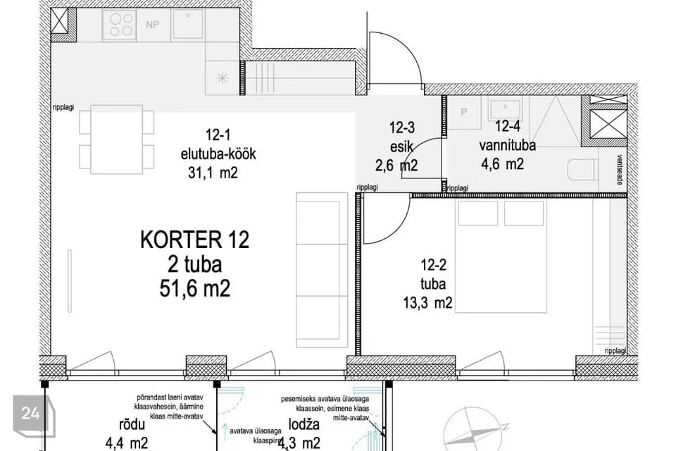 2-toaline Korter  -  Tallinn, Põhja-Tallinna linnaosa