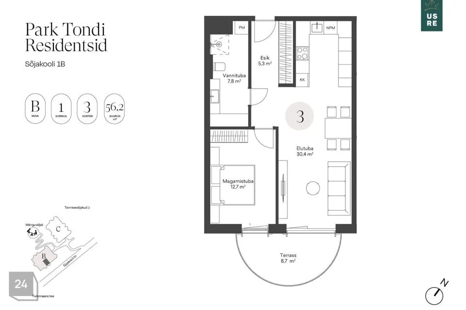 2-toaline Korter  -  Tallinn, Kristiine linnaosa - foto 2