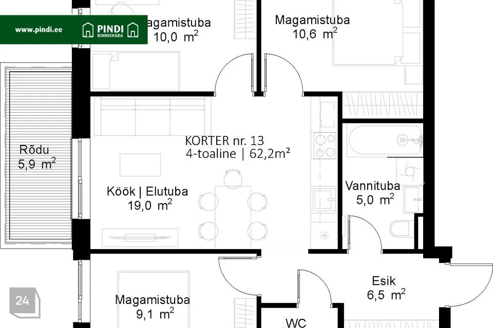 3-комнатная Квартира в Tartu vald, Raadi alev - фото 3