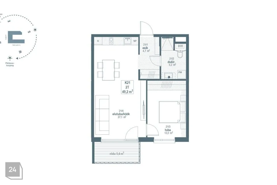 2-toaline Korter  -  Tallinn, Kristiine linnaosa - foto 2