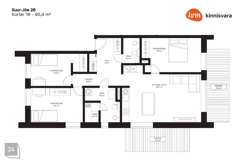 4-toaline Korter  -  Pärnu linn, Pärnu linn - foto 5