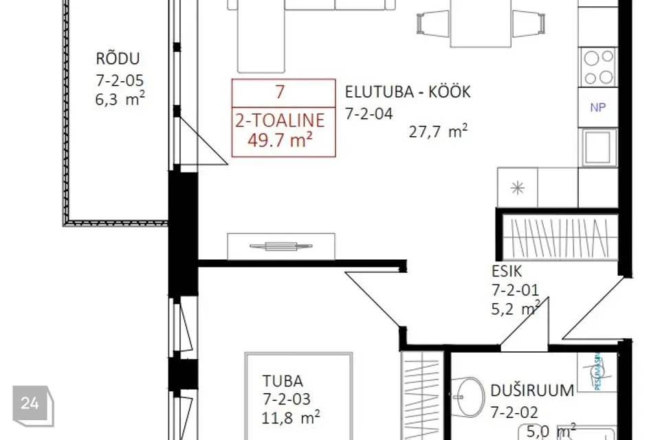 2-room apartment in Tallinn, Haabersti linnaosa