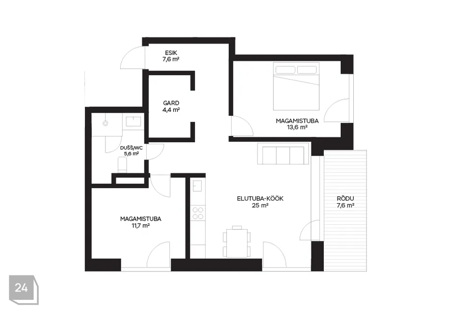 3-toaline Korter  -  Tori vald, Sauga alevik - foto 5