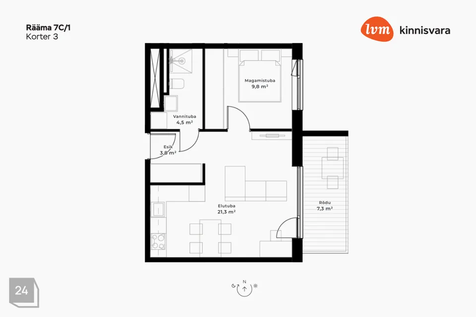 2-toaline Korter  -  Pärnu linn, Pärnu linn - foto 2