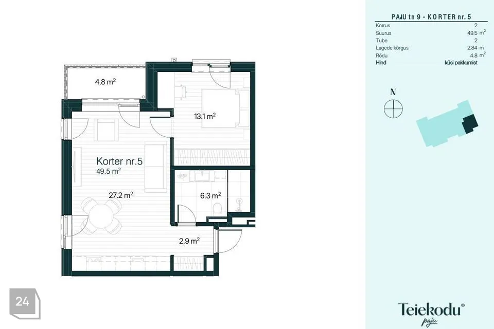 2-toaline Korter - Raasiku vald, Raasiku alevik - foto 2