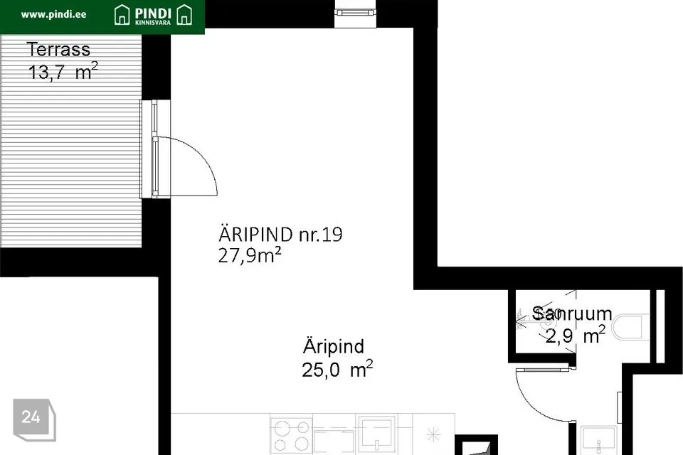 Mitme sihtotstarbega, 27 m² Äripind  -  Tartu vald, Raadi alev - foto 2