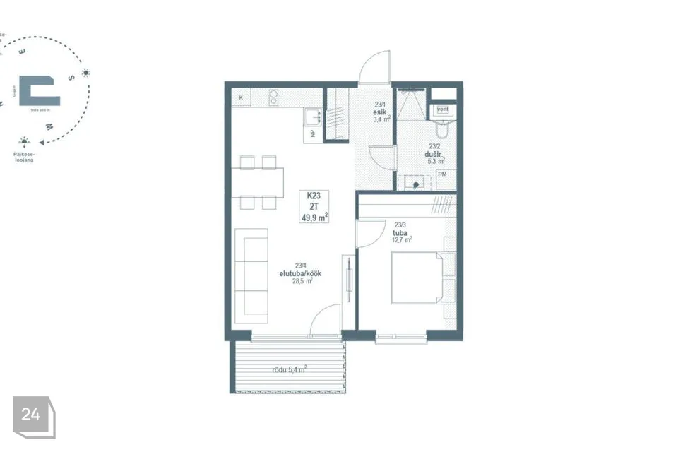 2-toaline Korter - Tallinn, Kristiine linnaosa - foto 2