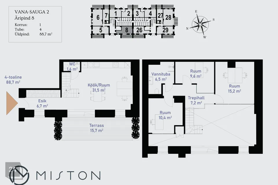 4-toaline Korter - Pärnu linn, Pärnu linn - foto 2